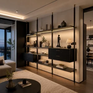 Estantera Estilo Italiano High End De Piso a Techo Modular Bookshelf System Jewelry Perfume Collection