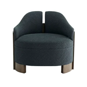 Ethiopian Traditional Courtyard Living Room Wood Lounge Chair Sashes Hotel Fabric Upholstered Slipper Accent Chair for Villa
