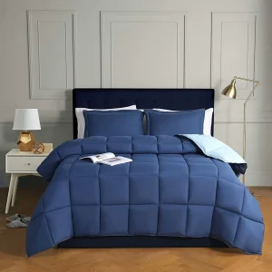 Euro Custom Size Bicolor Reversible Microfiber Down Alternative Comforter Polyester Quilt Four Seasons All Season