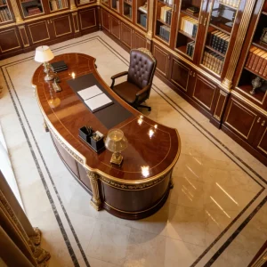 European Classical Solid Wood Office Desk Lacquered Carved Executive Desk Custom High End Writing Desk Multifunctional