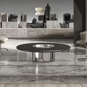 European Hotel Project Modern Lacquered Coffee Table High Density Board with Metal Base Custom Color OEM for Villa Living Room