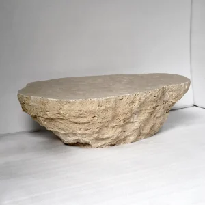 European Minimalist Coffee Table Natural Stone Marble Beige Travertine