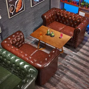 European Retro Style Restaurant Sets Bar Light and Coffee Shop Sofa with Milk Tea Shop Theme Music and Whisky Western Tables Chairs