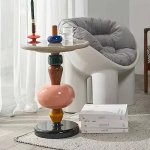 European Round Coffee Table Modern Simple Art Creative Coffee Table Glass Coffee Table Hotel Living Room