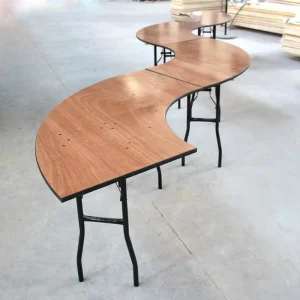 European S Shape Half Moon Folding Outdoor Wedding Banquet Wooden Mesa Boda Tipo Serpentine Table Wedding Table