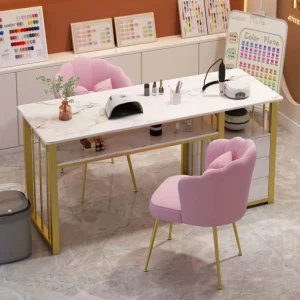 European Style Double Manicure Desk Manicure Table Nail Table With Drawers for Nail Furniture Salon