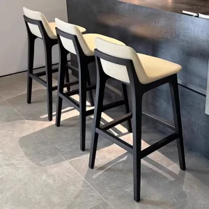 European Style Modern Counter Stools Top grain Leather Ash Wood Premium Craftsmanship Luxury Kitchen Bar Chairs