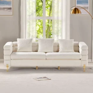 European Style Modern Lounge White Boucle Fabric Sofa 3 Seat Couch for Home Furniture Villa Apartment Living Room Hotel Office