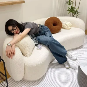 European Style Sectional Sofa Cream Color Curved Sectional Sofa