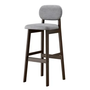 European Style Solid Wood Bar Stool High Chair Backrest for Home Cashier Front Desk Island Counter Use Non Adjustable Height
