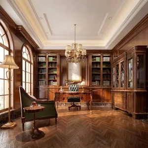 European Style Solid Wood Bookcase Antique Home Living Room Furniture with Modern Doors Bookshelf Combination Desk & Bookcase