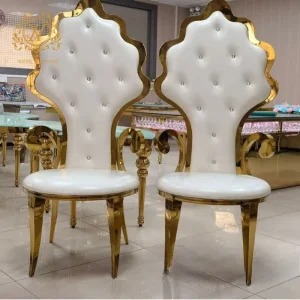 European Style Wedding Host Armchair with Armrests for Bride and Groom Stainless Steel Hotel Chair
