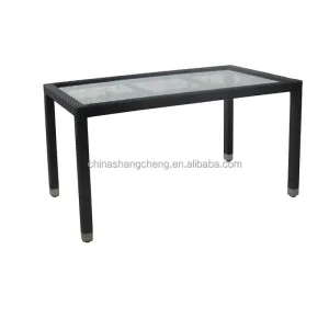 European Waterproof PE Rattan Wicker Glass Aluminum Patio Outdoor Restaurant Dining Tables