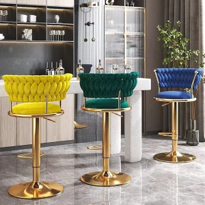 European and American Market Luxury Velvet Metal Chair Fabric Bar Chair