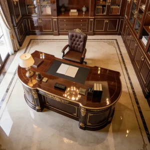 European carved solid wood executive desk curved painted president’s large desk high end executive table Customize