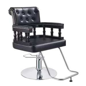 European style Solid Wood Armrest Hair Salon Styling Chair Haircutting Chair With Height Adjustment Barber Shop Beauty Chair