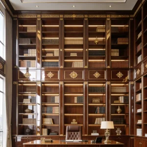European style luxury full wall bookcase oversized library reading bookshelf multi layer wooden paint storage cabinet