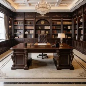 European style solid wood carved executive desk luxurious chairman office desk high end villa study desk customizable