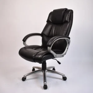 Executive Black PVC Leather Ergonomic Chair High Back Comfortable Big Boss Office Chair