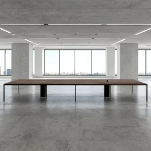 Executive Boardroom Table Integrated Smart Power Rail Wireless Charging Meeting Desk