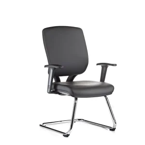 Executive Cantilever Legs Meeting Room Padded Armrest Leather Chair with Elastic Lumbar Pad