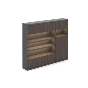 Executive Commercial Office Filing Cabinet Two Tone Walnut Black Solid Wood Large Capacity Storage Hidden Workshop
