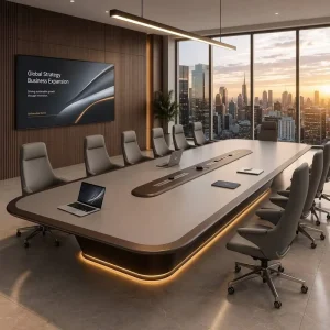 Executive Conference Table 50mm Top Sliding Power Track USB E1 Board Anti collision Custom Size Boardroom Desk OEM
