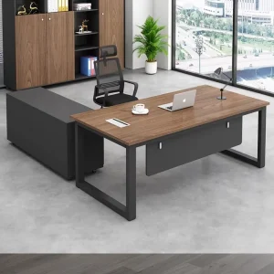 Executive Desk Chair Set Minimalist Modern Wood Office Furniture Customizable Side Table Cabinet Bookcase Storage Installation