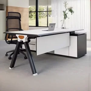 Executive Desk Set Minimalist Modern Light Luxury Tech Style Steel Office Furniture Eco friendly Paint Locker Drawers Large Desk