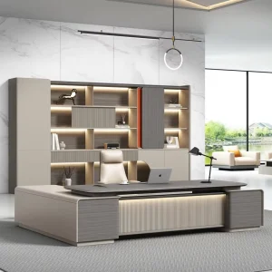 Executive Desk Set with Chair Modern Luxury Home Office Furniture Wooden Office Table with Storage