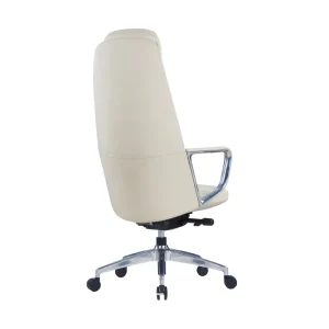 Executive Leather Office Chair Reclining Swivel Comfortable High End Seating with Aluminum Alloy Armrests for Home Office Use