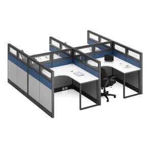 Executive Modular Office Workstation 4 Seat Cubicle with Full Set Partition for Workshop Use Office Furniture