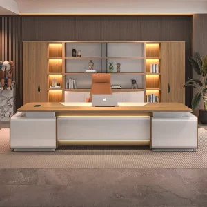 Executive Multipurpose Luxury Modern Simple Executive Desk with Led Light Storage Cabinet Hutch