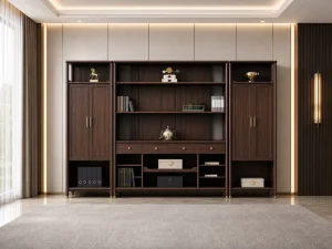 Executive Office Bookcase Solid Wood Storage Cabinet Modern CEO Office Bookshelf Display Cabinet