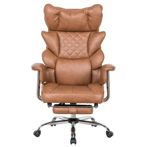 Executive Office Chair Contemporary Adjustable Height Swivel Boss Chair Recliner High Back Support PU Leather Luxury Furniture