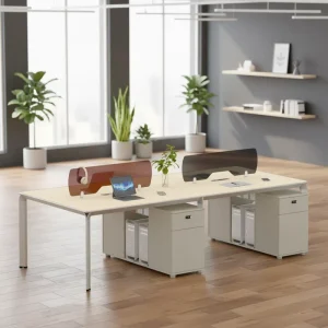 Executive Office Desk PVC Frame Contemporary Modern Design Rust Scratch Resistant Box Drawer Storage Commercial Home Office Use