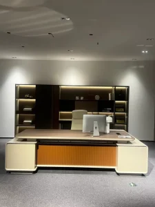 Executive Office Desk Set for CEO with Large Workstation Storage Modern Minimalist Design Director Workspace