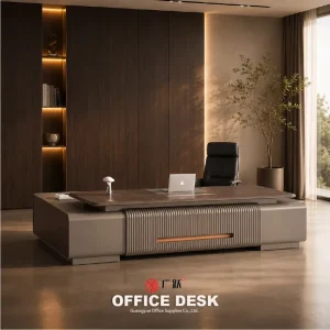 Executive Office Desk with Premium Lacquered Desktop for Manager Offices and One Stop Workspace Solutions