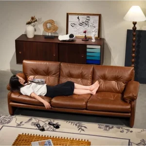 Executive Office Living Room Sectional Sofa 2.6 Meter Single Seater Three Seater Genuine Leather Contact Surface Solid Wood