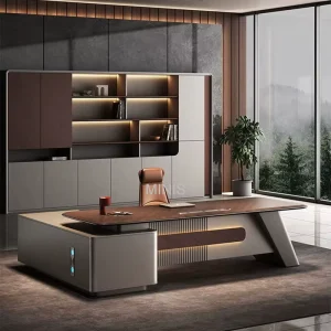 Executive Office Table Chair Set L Shaped Wood Side Cabinet Simple Modern High End Manager’s Office Desk for Work