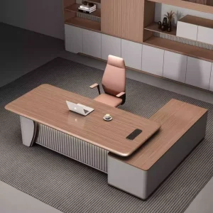 Executive’s Office Desk and Chair Set Minimalist Elegant and Luxurious Large Desk for Leadership Office