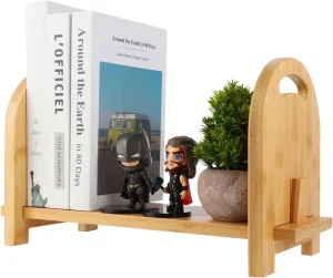Expandable Bamboo Modern Desktop Bookshelf Adjustable Height Wall Mount Organizer Sturdy Office Desk Shelf for Hotel Living Room