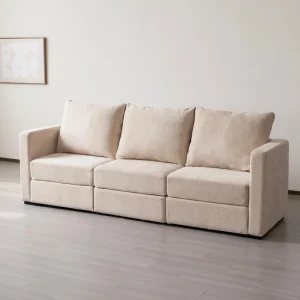 Export Quality 3 Seater L Shaped Modular Reclining Sectional Sofa Durable Linen Cover Eco Friendly Design for Hotel Use