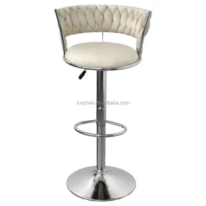 Exquisite Style TUQ CHAIR 360Swivel Adjustable Velvet Backrest Bar Stools Stable Metal Base for Hotel Lobby Dining Outdoor Use