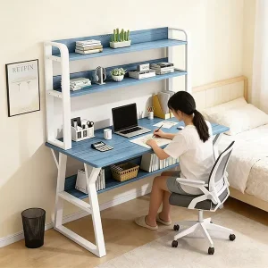Extendable Metal Computer Desk Bookshelf Drawer Foldable Portable Modern Ergonomic Durable Desk Home Office Wood