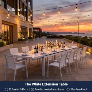 Extendable Outdoor Dining Table Rust Proof Powder Coated Aluminum Patio Furniture Garden Table for Hotel Resort Restaurant