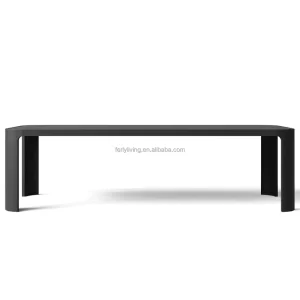 FERLY Waterproof Durable Aluminum Rectangular Dining Table Contemporary Design for Garden Restaurant Hotel Villa Outdoor
