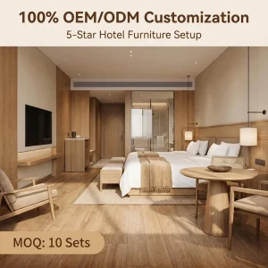 FF&E Hospitality Furniture Wooden Hotel Room Furniture Sets Custom Resort Villa Bedroom Furniture Manufacturers
