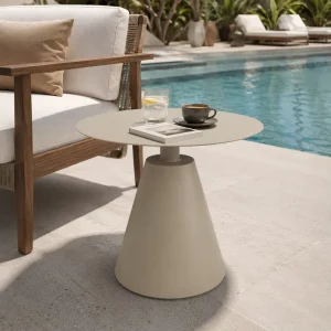FLD1005 Commercial Aluminum Outdoor Side Table Small Patio Accent Table for Hotel Resort Balcony Project
