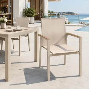 FLD2003 Contract Grade Outdoor Dining Chair Aluminum Frame Patio Restaurant Chair for Hotel Resort Project